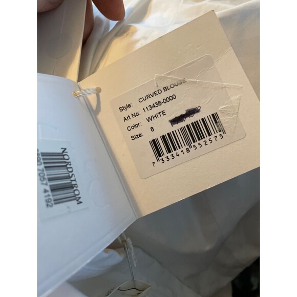 BITE Studios Women's Fluted Sleeve White Button-Up Curved Blouse size 4 NWT - Picture 7 of 12